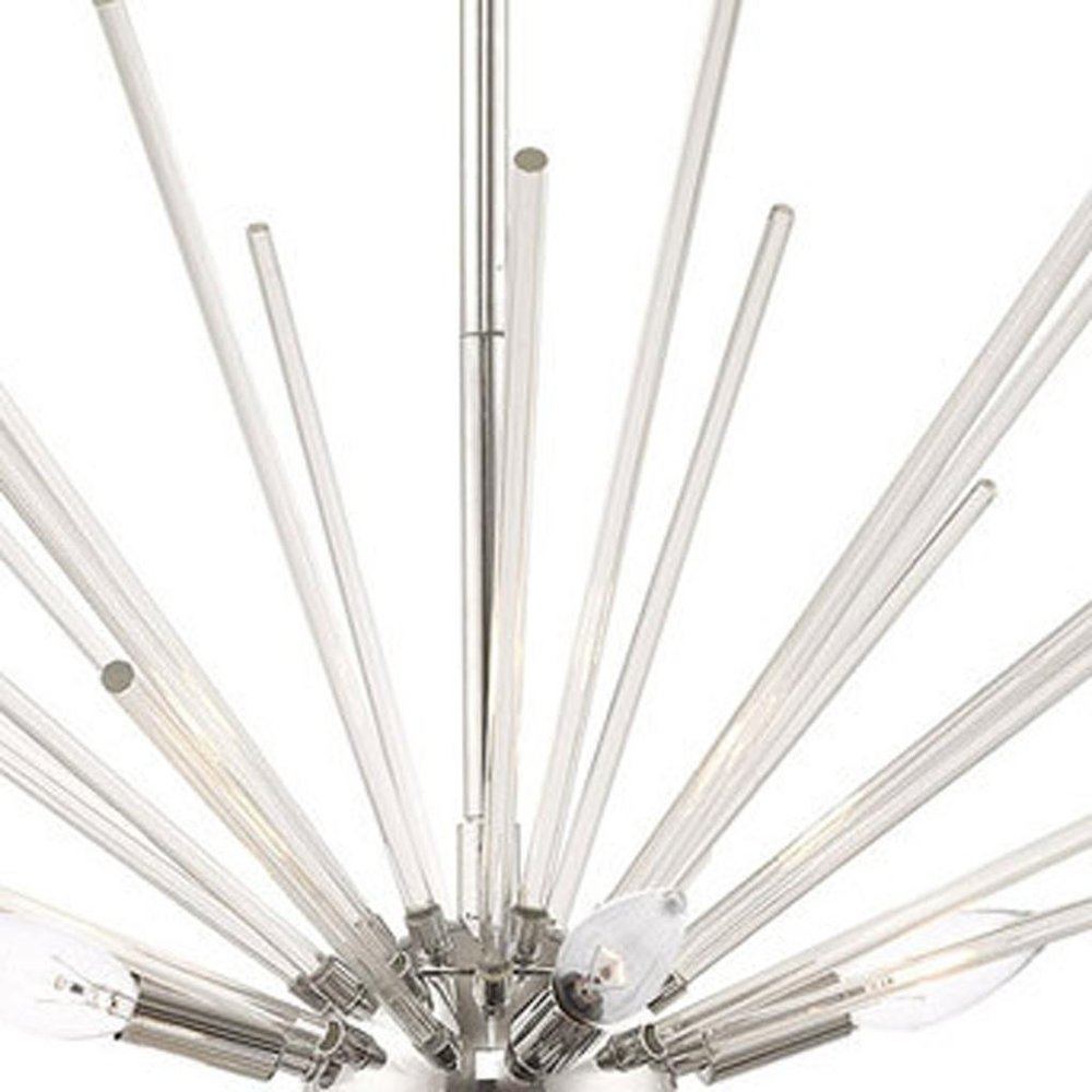 Silver Eight Light Metal Dimmable Chandelier With Shades HomeRoots