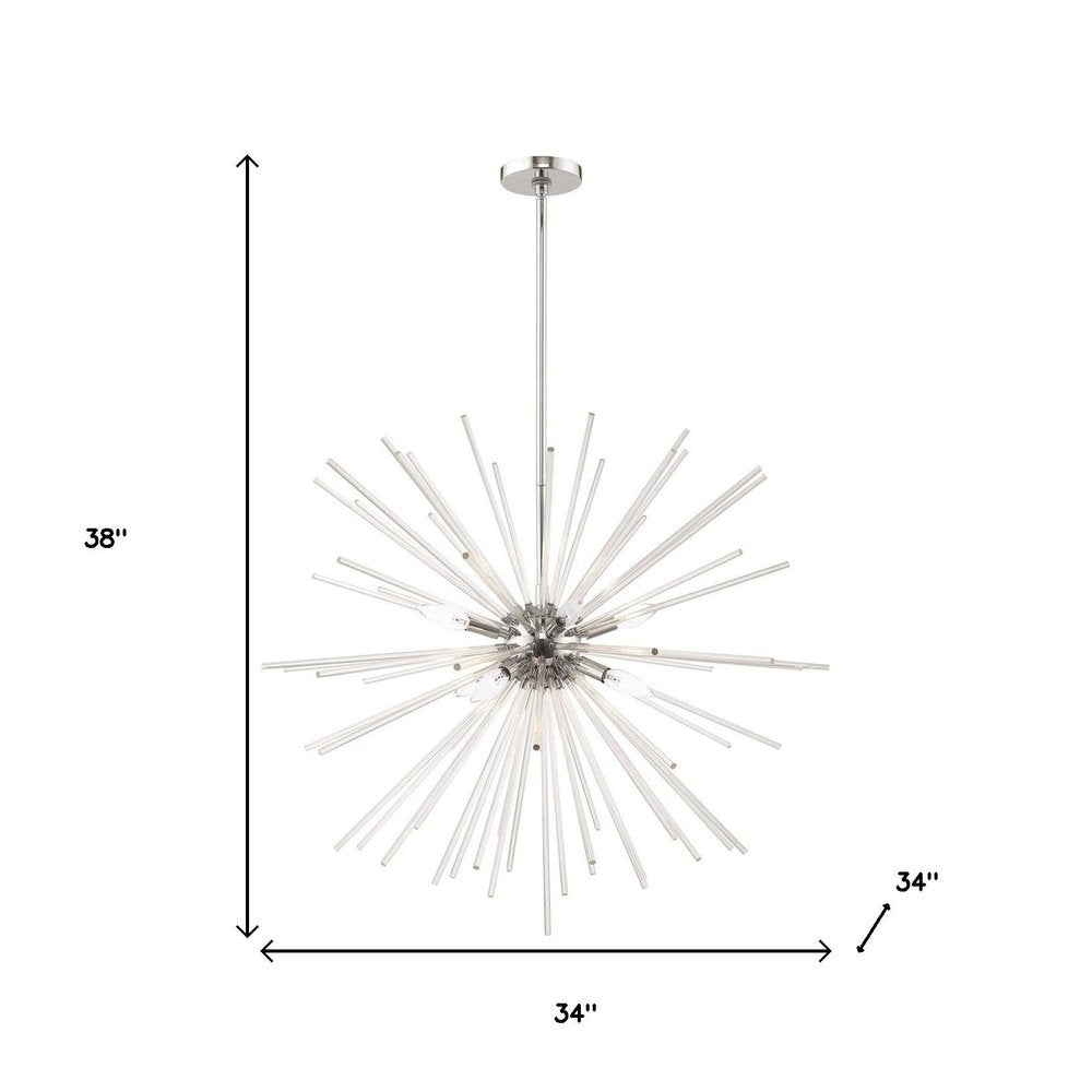 Silver Eight Light Metal Dimmable Chandelier With Shades HomeRoots