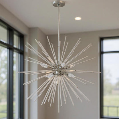 Silver Eight Light Metal Dimmable Chandelier With Shades HomeRoots