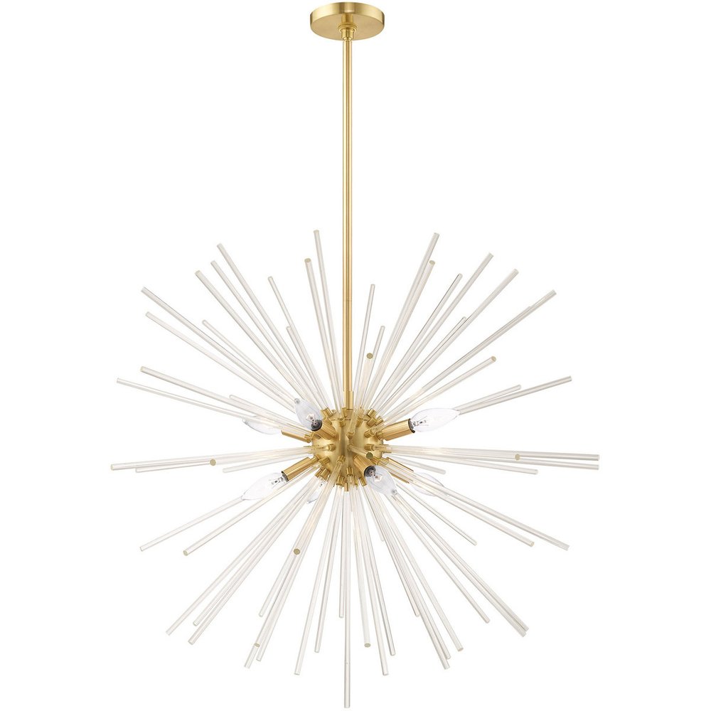 Brass Eight Light Metal Dimmable Chandelier With Shades HomeRoots