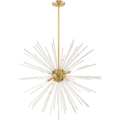 Brass Eight Light Metal Dimmable Chandelier With Shades HomeRoots