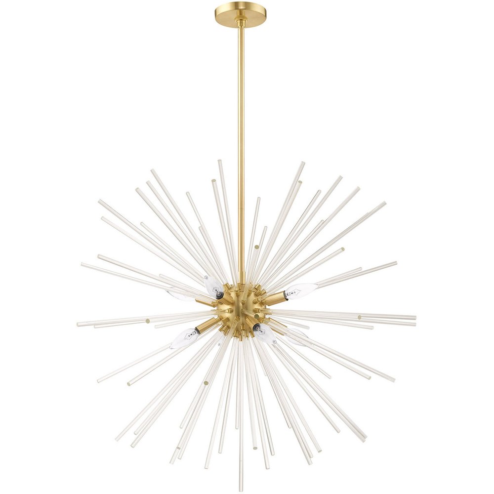 Brass Eight Light Metal Dimmable Chandelier With Shades HomeRoots