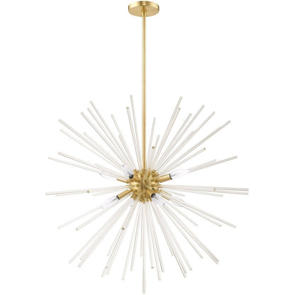 Brass Eight Light Metal Dimmable Chandelier With Shades HomeRoots