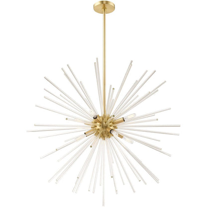 Brass Eight Light Metal Dimmable Chandelier With Shades HomeRoots