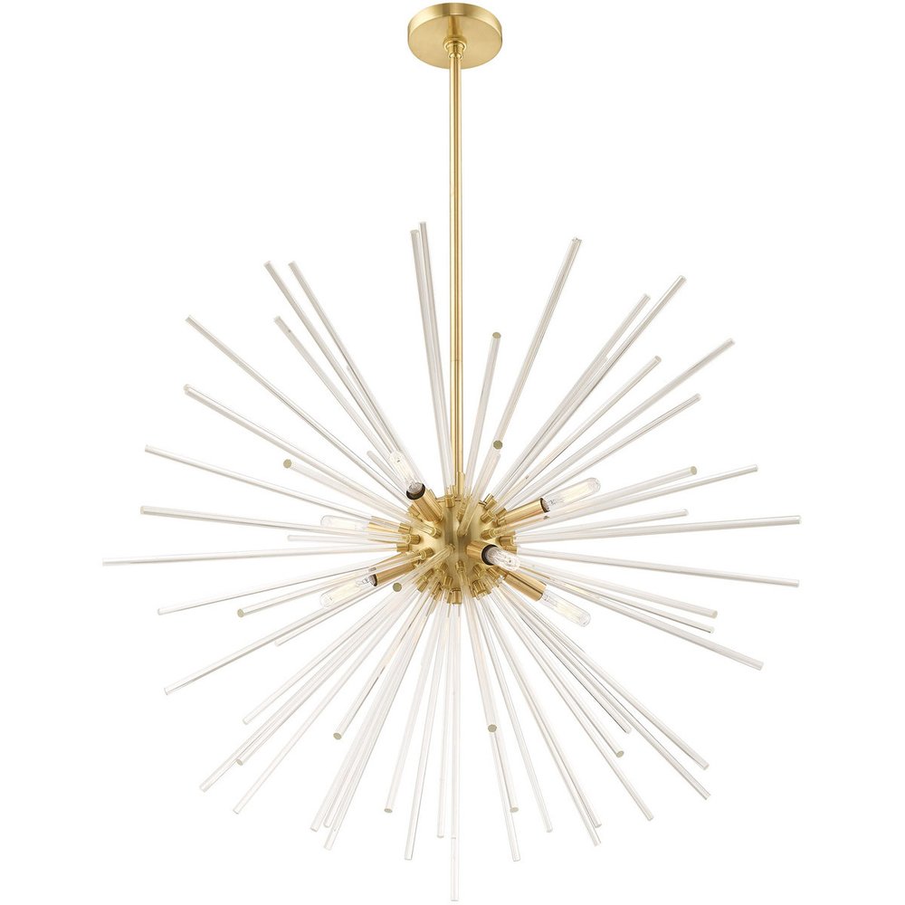 Brass Eight Light Metal Dimmable Chandelier With Shades HomeRoots