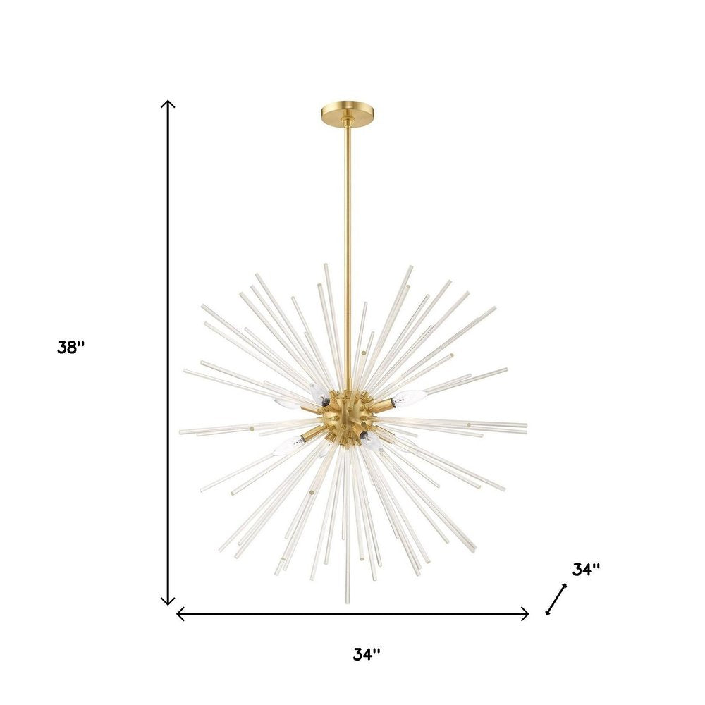 Brass Eight Light Metal Dimmable Chandelier With Shades HomeRoots