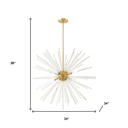 Brass Eight Light Metal Dimmable Chandelier With Shades HomeRoots