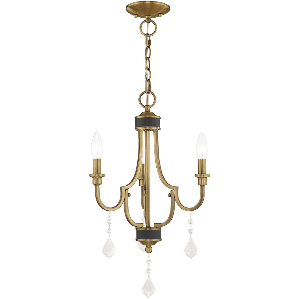 Antiqued Brass Three Light Metal Dimmable Chandelier With Shades HomeRoots