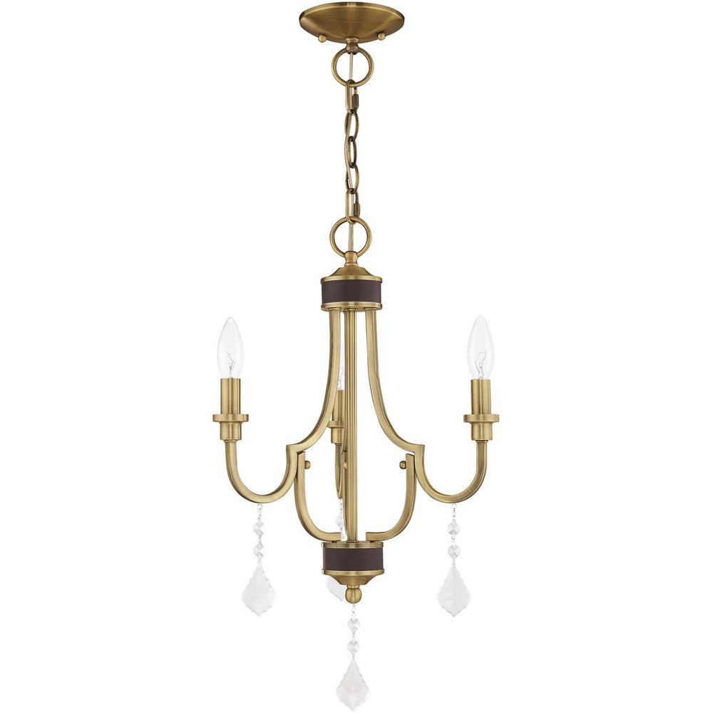 Antiqued Brass Three Light Metal Dimmable Chandelier With Shades HomeRoots