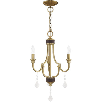 Antiqued Brass Three Light Metal Dimmable Chandelier With Shades HomeRoots