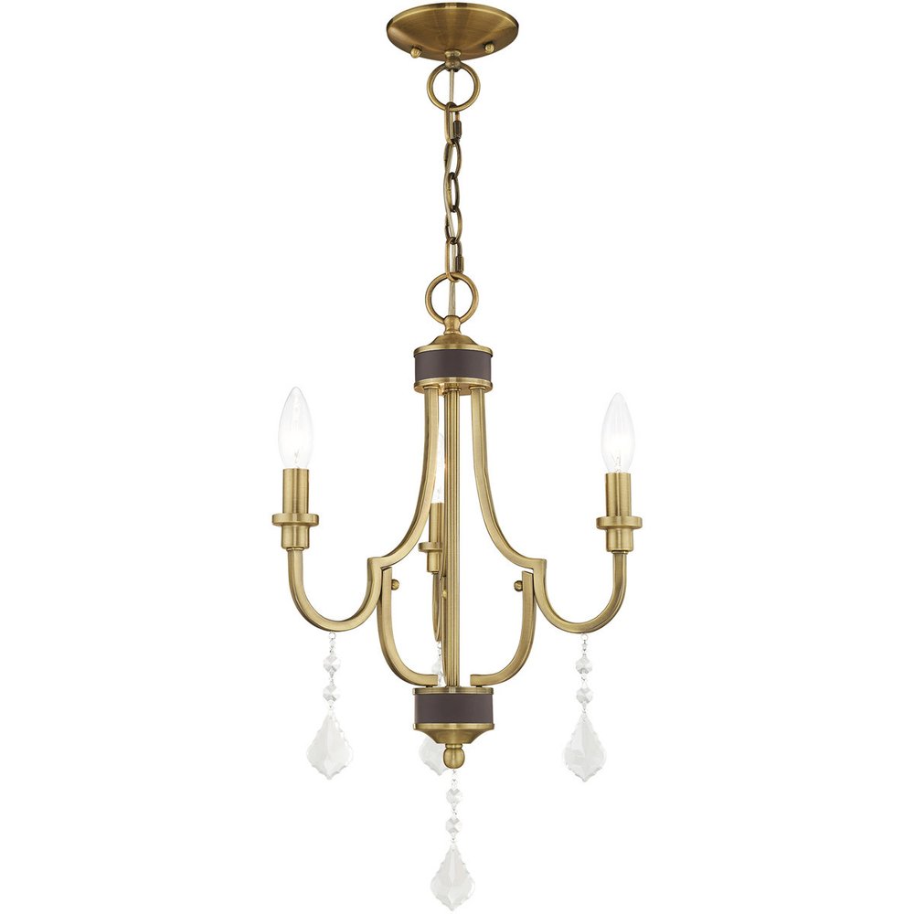 Antiqued Brass Three Light Metal Dimmable Chandelier With Shades HomeRoots