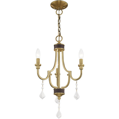 Antiqued Brass Three Light Metal Dimmable Chandelier With Shades HomeRoots