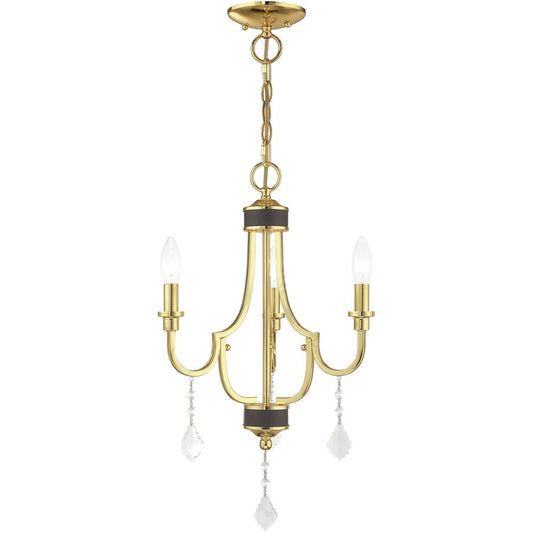 Brass Three Light Metal Dimmable Chandelier With Shades HomeRoots