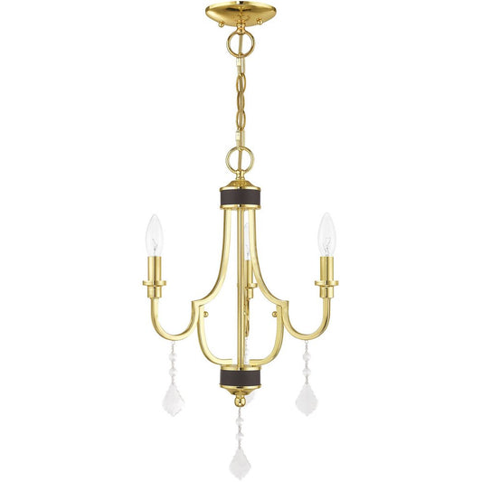 Brass Three Light Metal Dimmable Chandelier With Shades HomeRoots