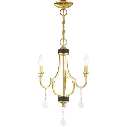 Brass Three Light Metal Dimmable Chandelier With Shades HomeRoots