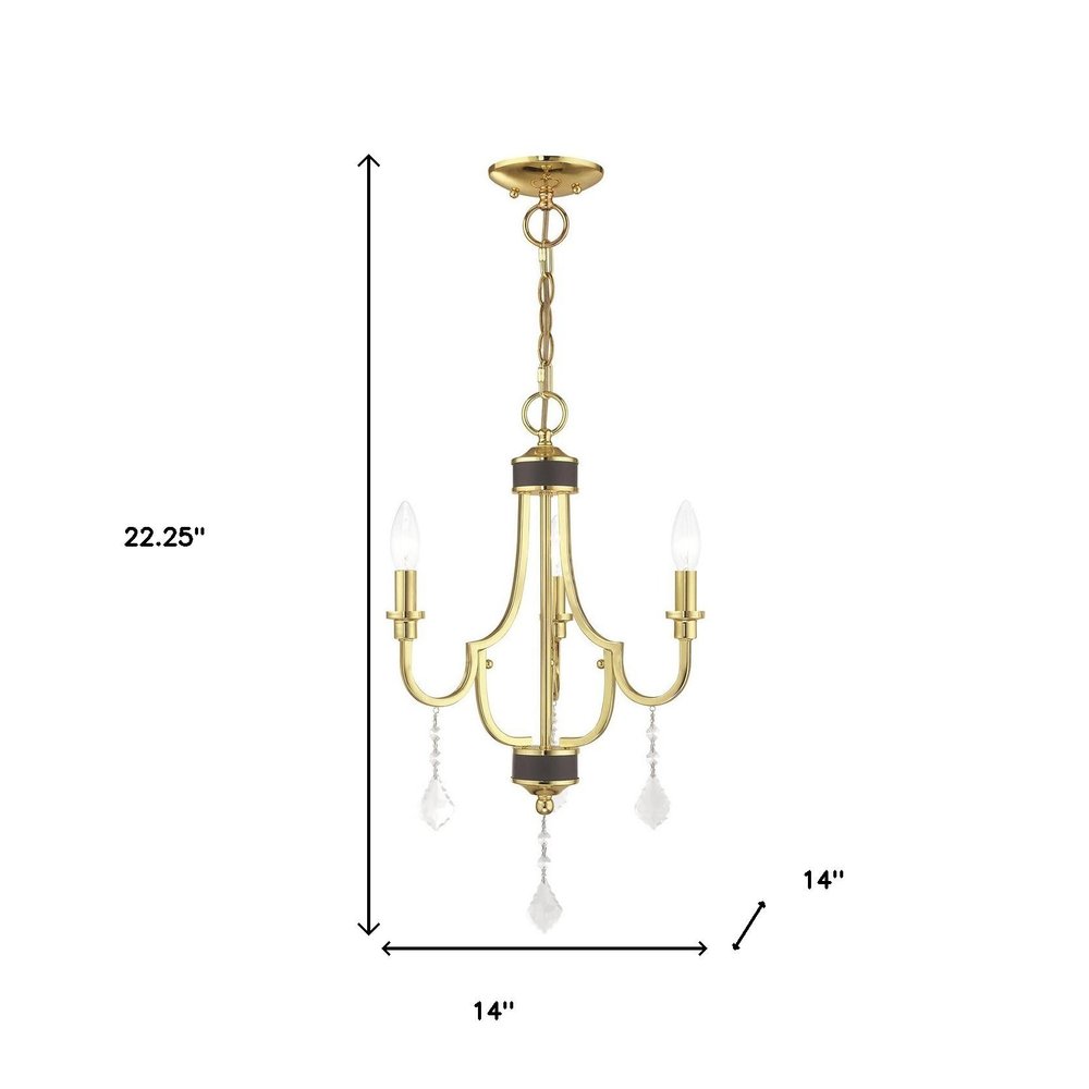 Brass Three Light Metal Dimmable Chandelier With Shades HomeRoots