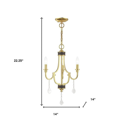 Brass Three Light Metal Dimmable Chandelier With Shades HomeRoots