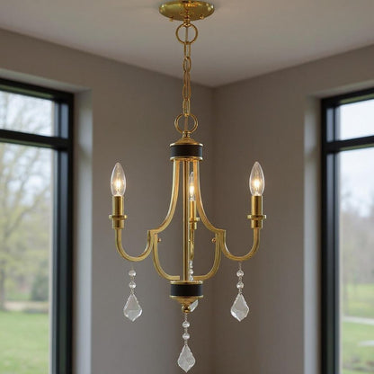 Brass Three Light Metal Dimmable Chandelier With Shades HomeRoots