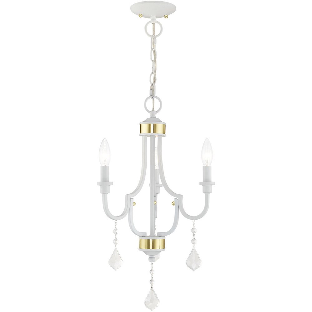 White Three Light Metal Dimmable Chandelier With Shades HomeRoots