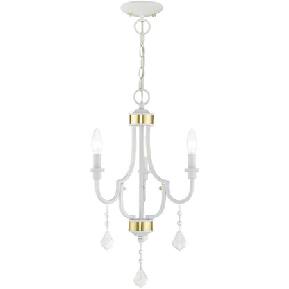 White Three Light Metal Dimmable Chandelier With Shades HomeRoots