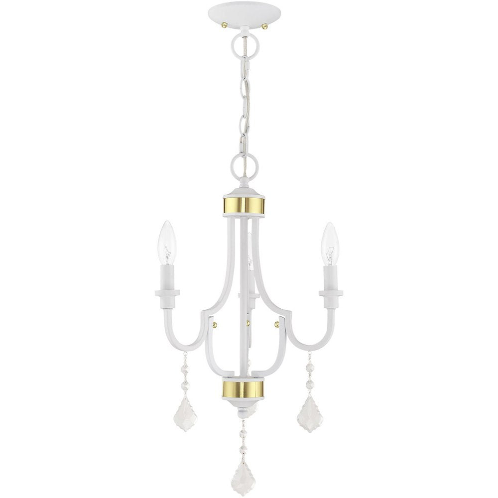 White Three Light Metal Dimmable Chandelier With Shades HomeRoots