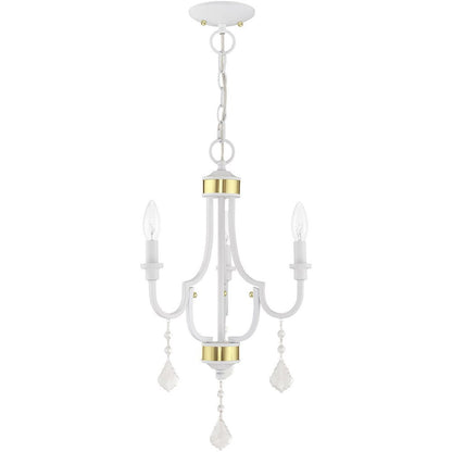White Three Light Metal Dimmable Chandelier With Shades HomeRoots