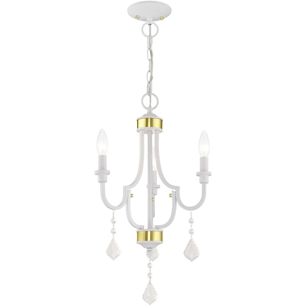 White Three Light Metal Dimmable Chandelier With Shades HomeRoots