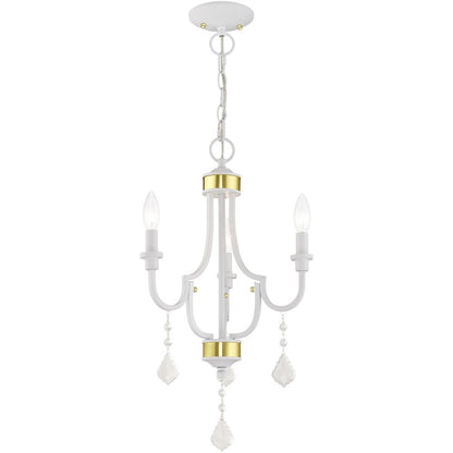 White Three Light Metal Dimmable Chandelier With Shades HomeRoots