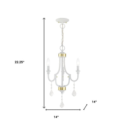 White Three Light Metal Dimmable Chandelier With Shades HomeRoots