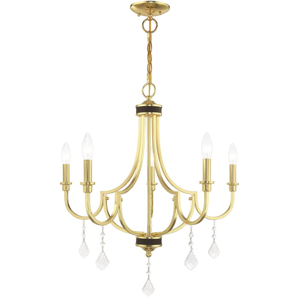 Brass Five Light Metal Dimmable Chandelier With Shades HomeRoots