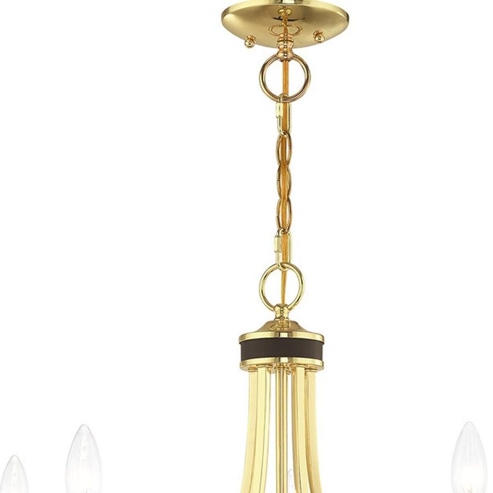 Brass Five Light Metal Dimmable Chandelier With Shades HomeRoots