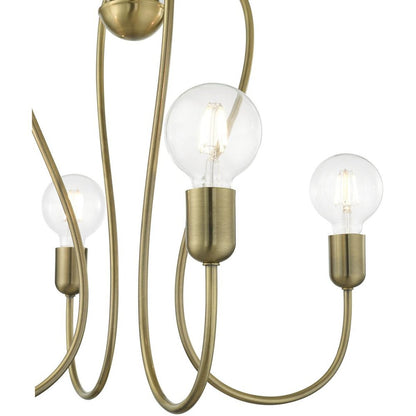 Antiqued Brass Four Light Metal Dimmable Chandelier With Shades HomeRoots