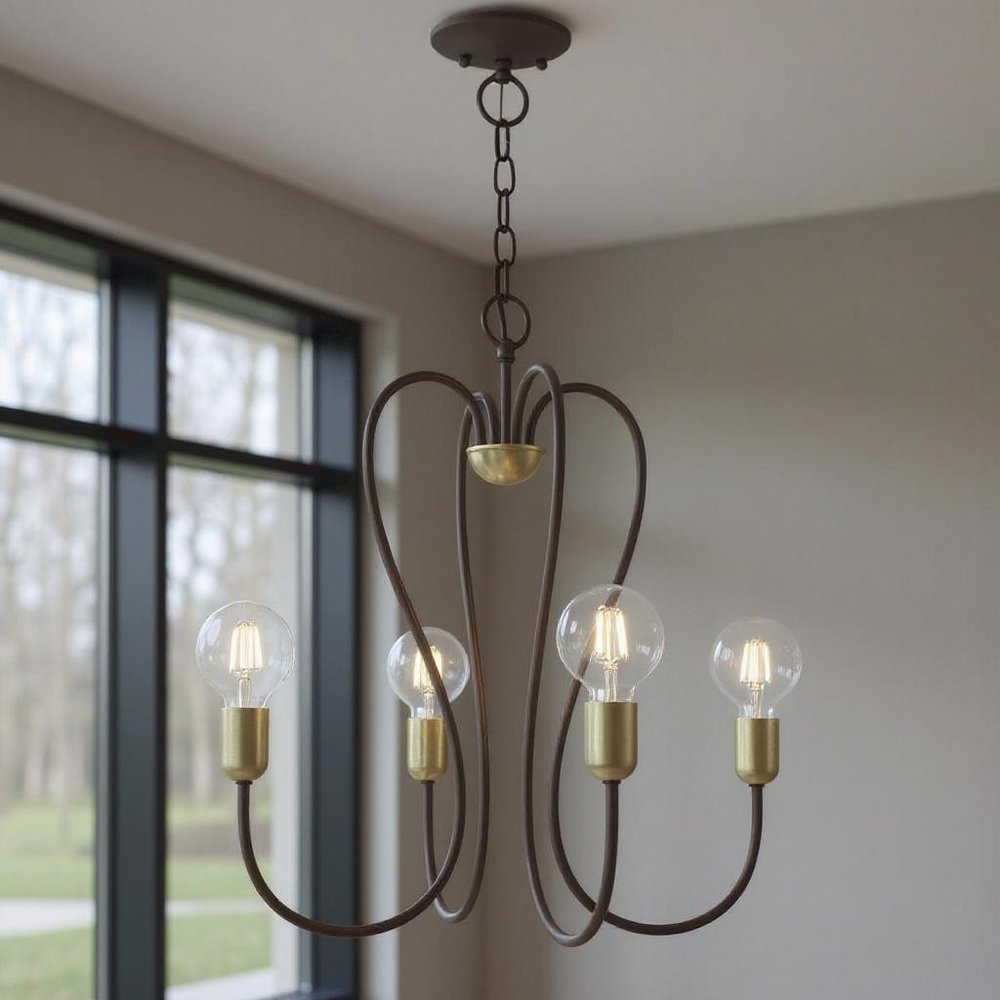 Bronze Four Light Metal Dimmable Chandelier With Shades HomeRoots