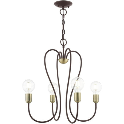 Bronze Four Light Metal Dimmable Chandelier With Shades HomeRoots