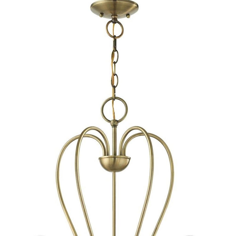 Antiqued Brass Five Light Metal Dimmable Chandelier With Shades HomeRoots