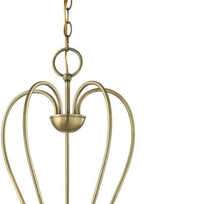Antiqued Brass Five Light Metal Dimmable Chandelier With Shades HomeRoots