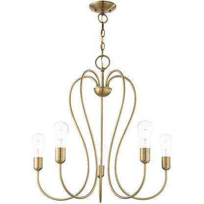 Five Light Dimmable Chandelier With Shades HomeRoots