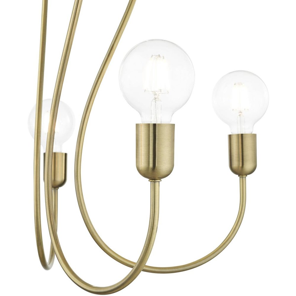 Antiqued Brass Five Light Metal Dimmable Chandelier With Shades HomeRoots