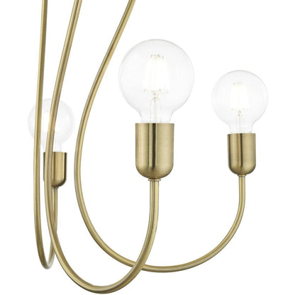 Antiqued Brass Five Light Metal Dimmable Chandelier With Shades HomeRoots