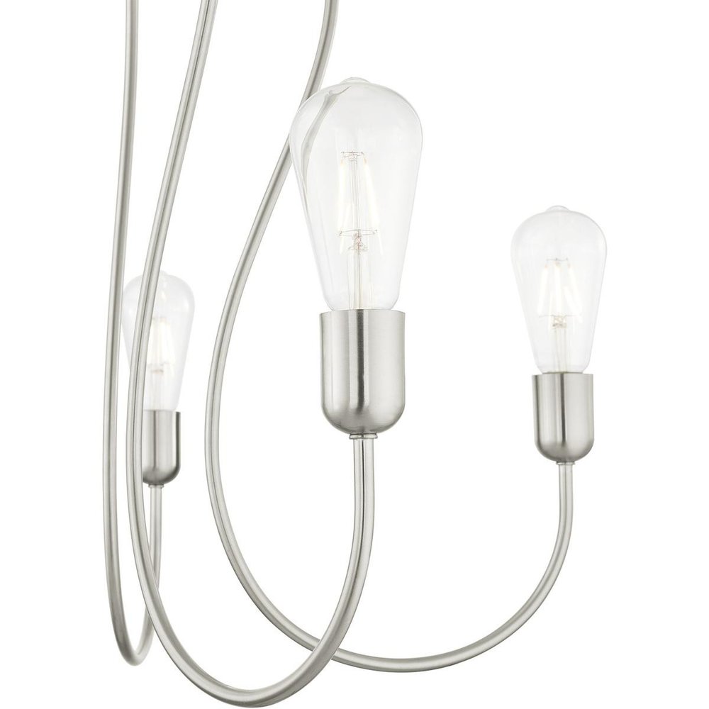 Nickel Five Light Metal Dimmable Chandelier With Shades HomeRoots