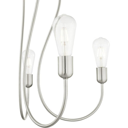 Nickel Five Light Metal Dimmable Chandelier With Shades HomeRoots