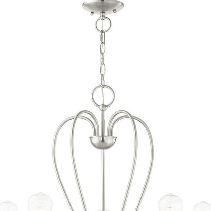 Nickel Five Light Metal Dimmable Chandelier With Shades HomeRoots