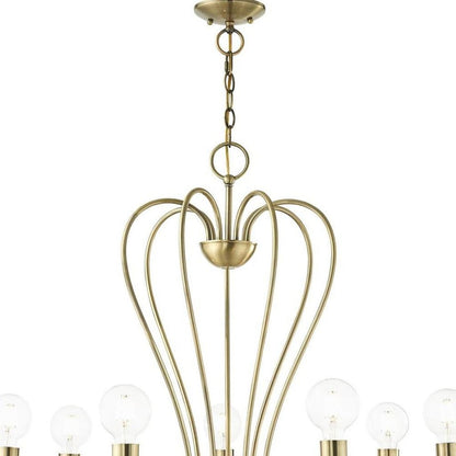 Antiqued Brass Seven Light Metal Dimmable Chandelier With Shades HomeRoots