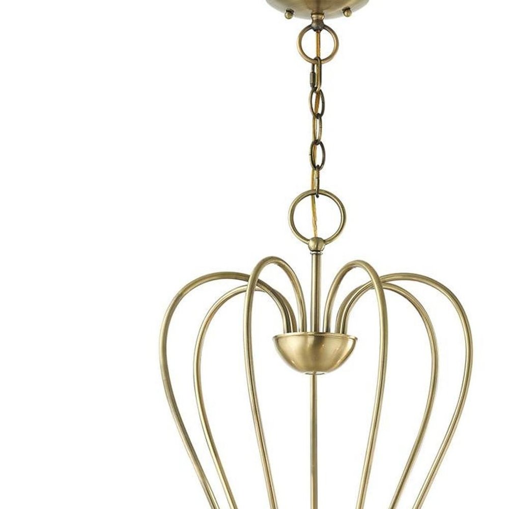 Antiqued Brass Seven Light Metal Dimmable Chandelier With Shades HomeRoots