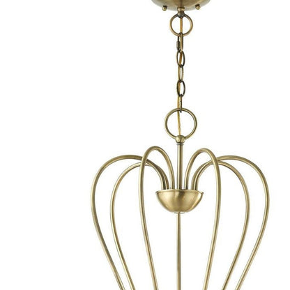 Antiqued Brass Seven Light Metal Dimmable Chandelier With Shades HomeRoots