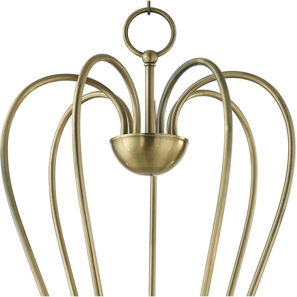 Antiqued Brass Seven Light Metal Dimmable Chandelier With Shades HomeRoots