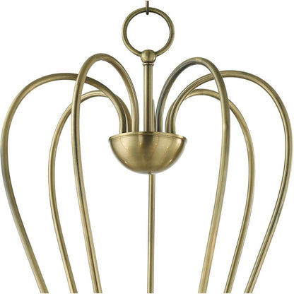 Antiqued Brass Seven Light Metal Dimmable Chandelier With Shades HomeRoots