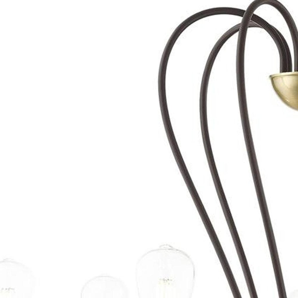 Bronze Seven Light Metal Dimmable Chandelier With Shades HomeRoots