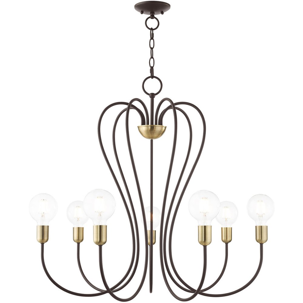 Bronze Seven Light Metal Dimmable Chandelier With Shades HomeRoots