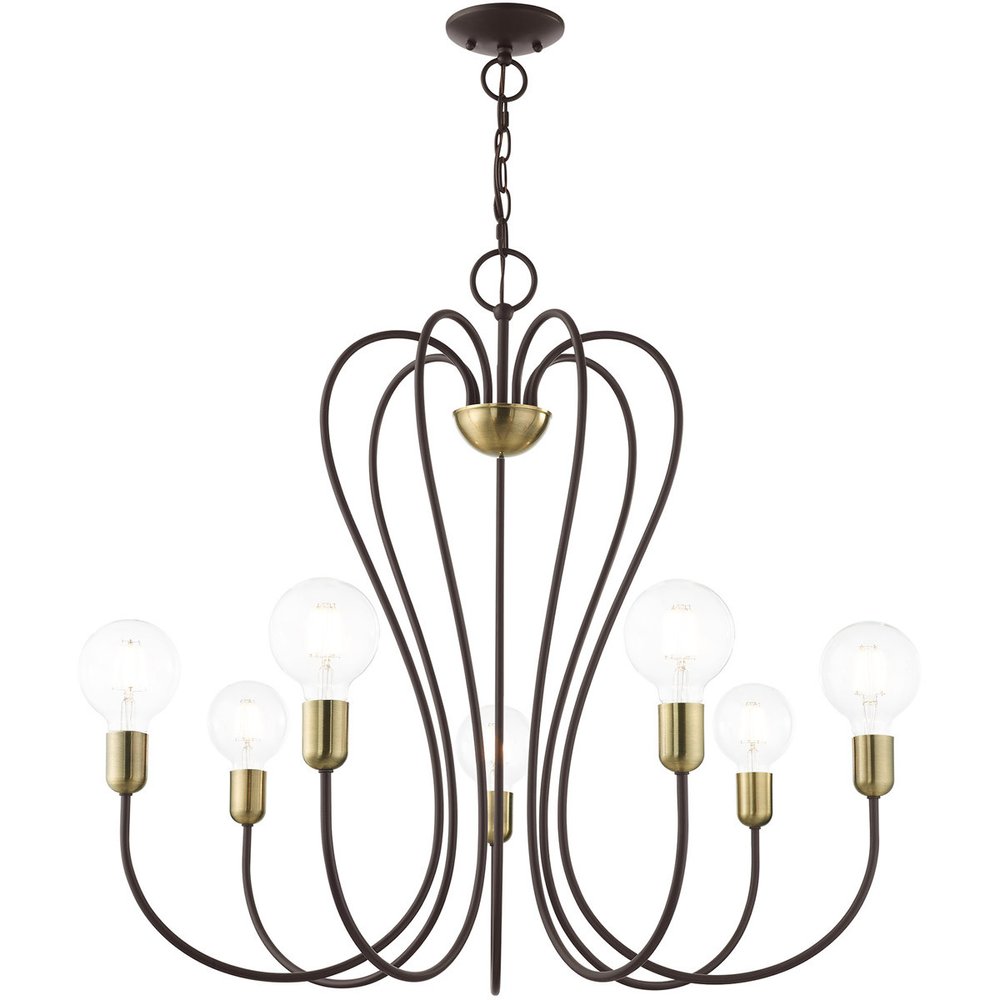 Bronze Seven Light Metal Dimmable Chandelier With Shades HomeRoots
